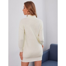 Ribbed Turtleneck Mini Sweater Dress