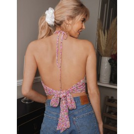 Floral Tie Back Halter Top