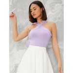 Form-Fitting Crisscross Halter Top