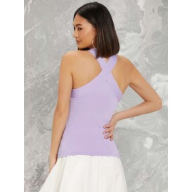 Form-Fitting Crisscross Halter Top