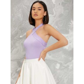 Form-Fitting Crisscross Halter Top