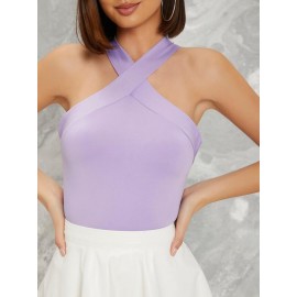 Form-Fitting Crisscross Halter Top