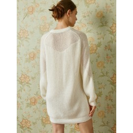 Wool & Mohair Raglan Sleeve Sweater Dress