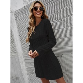 Cable Knit Sweater Dress Without Belt