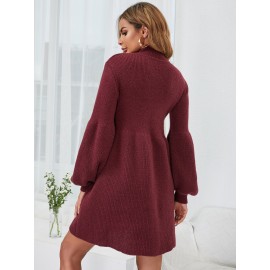 Lantern Sleeve Sweater Dress