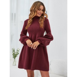 Lantern Sleeve Sweater Dress