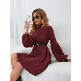 Lantern Sleeve Sweater Dress