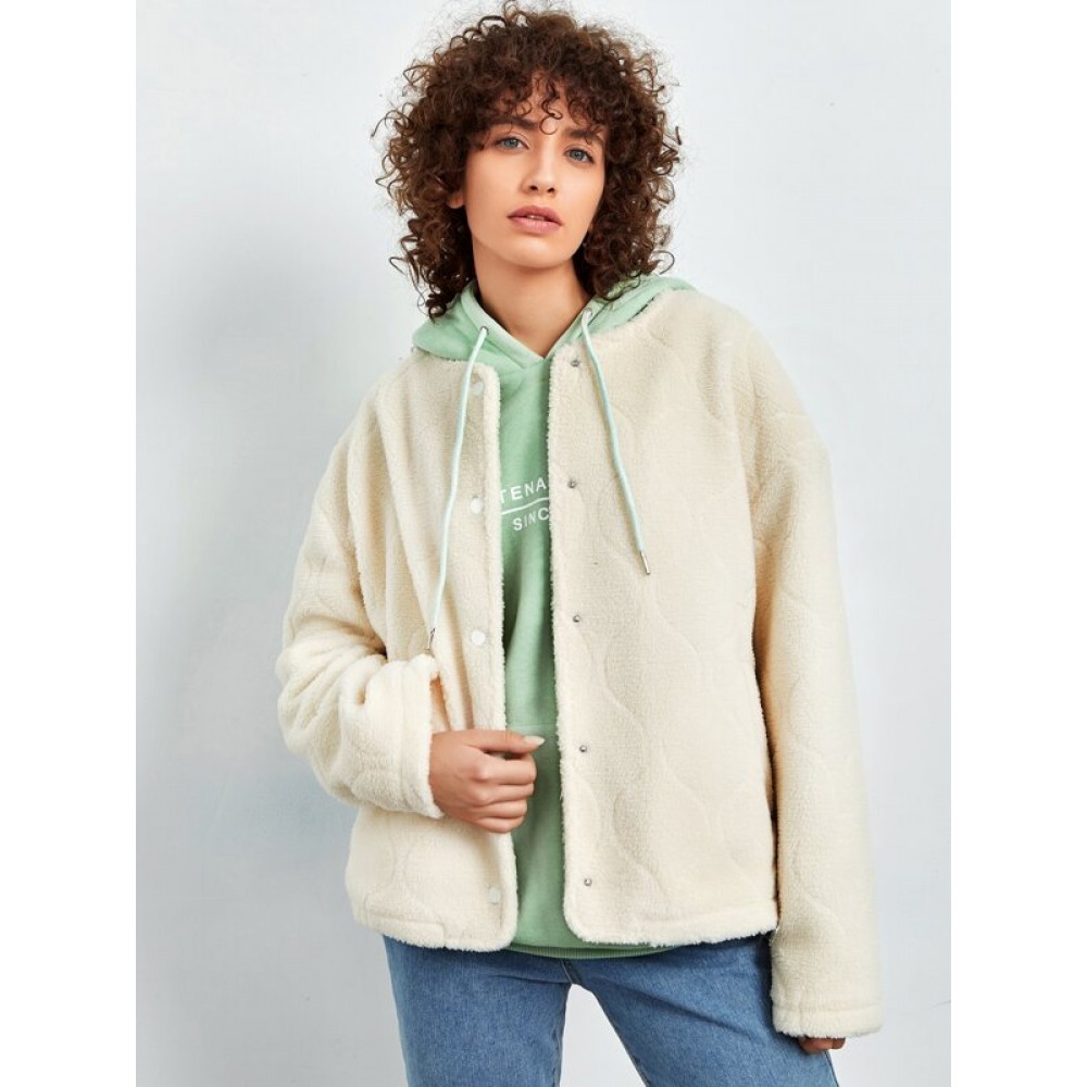 Quilted Drop Shoulder Fleece Coat