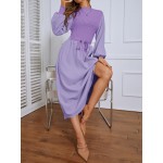 Bishop Sleeve Knot Front Sweater Dress