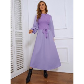 Bishop Sleeve Knot Front Sweater Dress