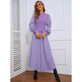 Bishop Sleeve Knot Front Sweater Dress