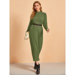 Knit Mock Neck Sweater Dress Without Belt