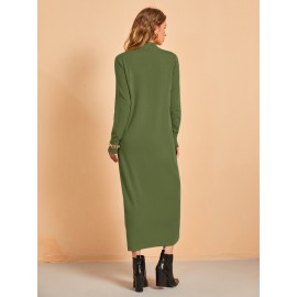 Knit Mock Neck Sweater Dress Without Belt