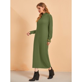 Knit Mock Neck Sweater Dress Without Belt