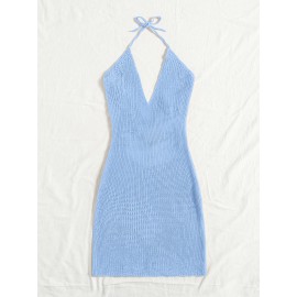 Tie Backless Solid Sweater Dress