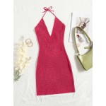 Tie Backless Solid Sweater Dress