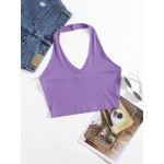 Rib-Knit Crop Halter Top