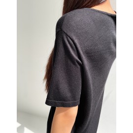 Drop Shoulder Cut Out Split Hem Sweater Dress