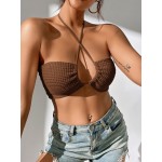 Criss Cross Tie Back Crop Halter Top