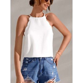 Scallop Trim Tie Back Halter Top