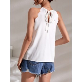 Scallop Trim Tie Back Halter Top