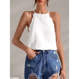 Scallop Trim Tie Back Halter Top