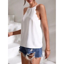 Scallop Trim Tie Back Halter Top