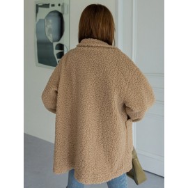 Dual Pocket Drop Shoulder Teddy Coat