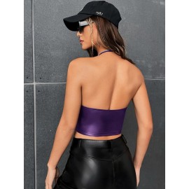 Backless Crop Halter Top