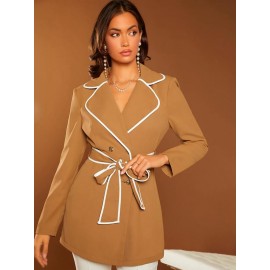 Unity Contrast Binding Belted Coat