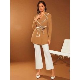 Unity Contrast Binding Belted Coat