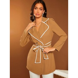 Unity Contrast Binding Belted Coat