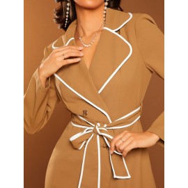 Unity Contrast Binding Belted Coat