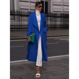 Unity Waterfall Collar Split Hem Belted Coat