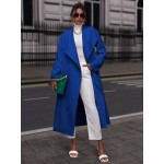 Unity Waterfall Collar Split Hem Belted Coat