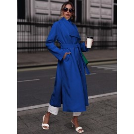 Unity Waterfall Collar Split Hem Belted Coat