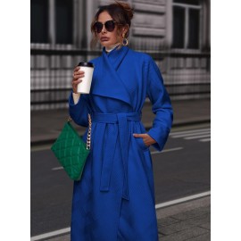 Unity Waterfall Collar Split Hem Belted Coat