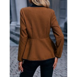 Contrast Binding Button Front Belted Coat