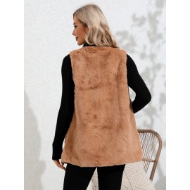 Solid Fluffy Vest Coat