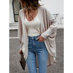 Batwing Sleeve Open Front High Low Hem Coat