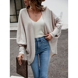 Batwing Sleeve Open Front High Low Hem Coat