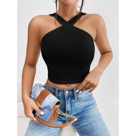 Solid Halter Crop Top