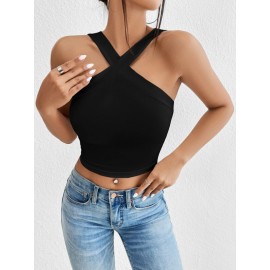 Solid Halter Crop Top