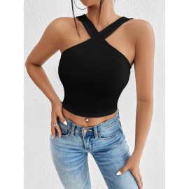 Solid Halter Crop Top