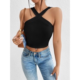 Solid Halter Crop Top