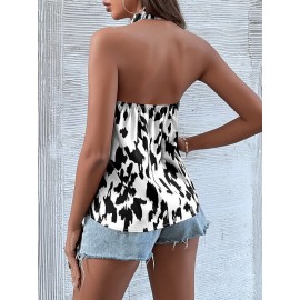 Allover nt Backless Halter Top