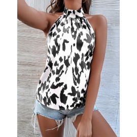 Allover nt Backless Halter Top